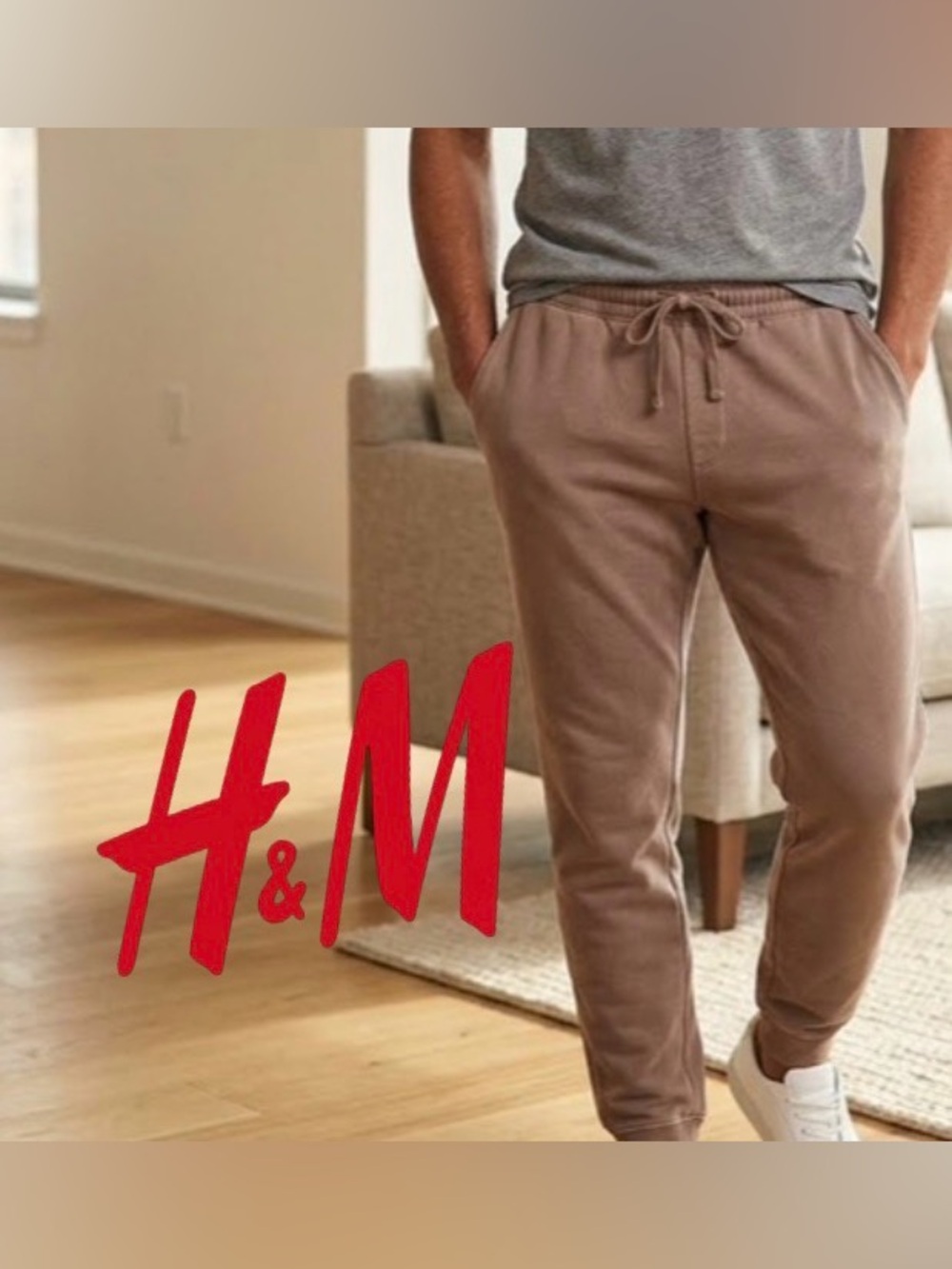 💙 H&M Brown Joggers  - Drawstring - Size L